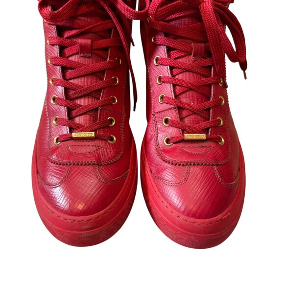 Jimmy Choo $985 Red Argyle Leather High-Top Designer Shoes Men\'s size 42/US 9 main image 4